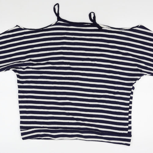 Boohoo Womens Blue Striped  Pullover Jumper Size 14  - shoulderless
