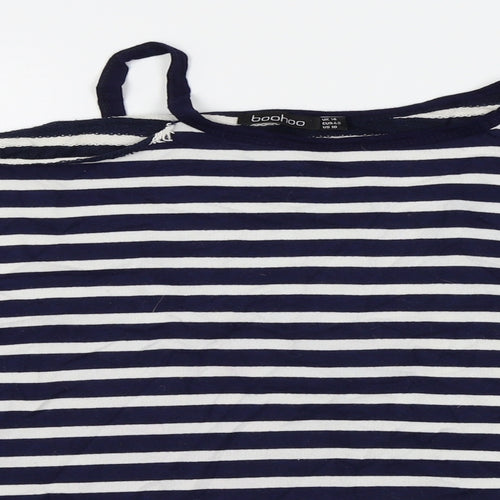 Boohoo Womens Blue Striped  Pullover Jumper Size 14  - shoulderless