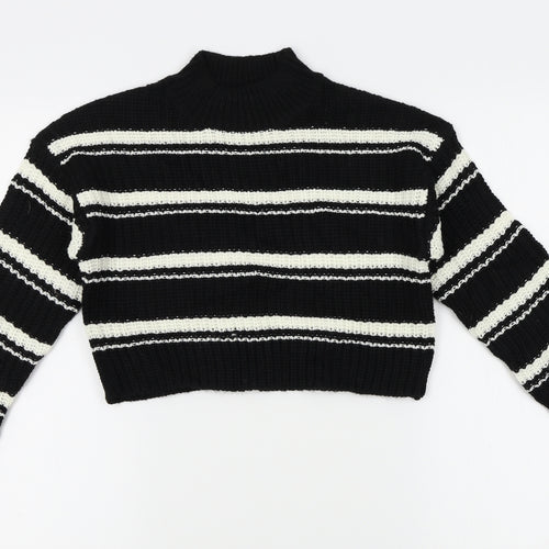 New Look Girls Black Striped  Pullover Jumper Size 10-11 Years  - cropped