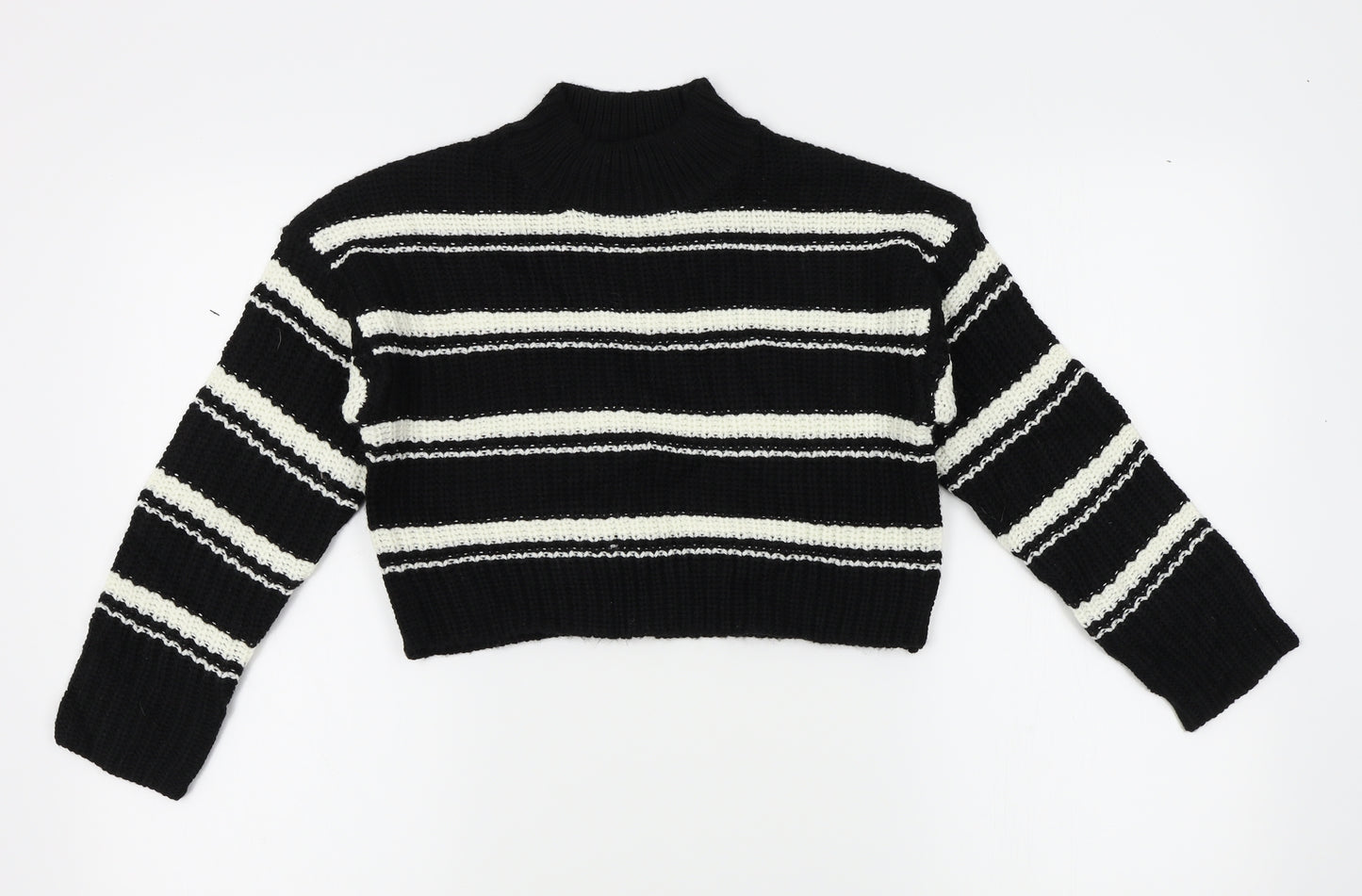 New Look Girls Black Striped  Pullover Jumper Size 10-11 Years  - cropped