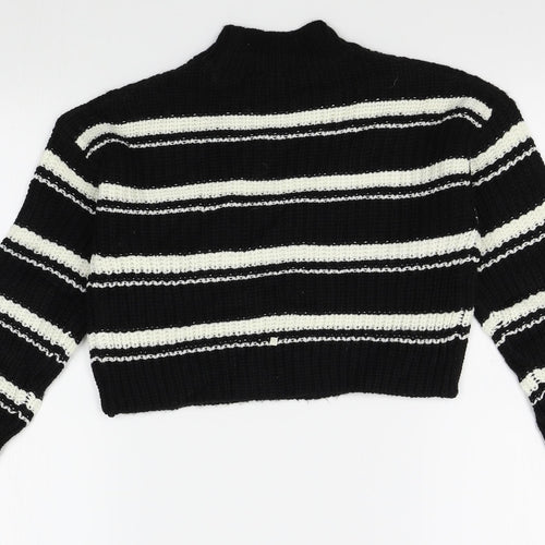 New Look Girls Black Striped  Pullover Jumper Size 10-11 Years  - cropped