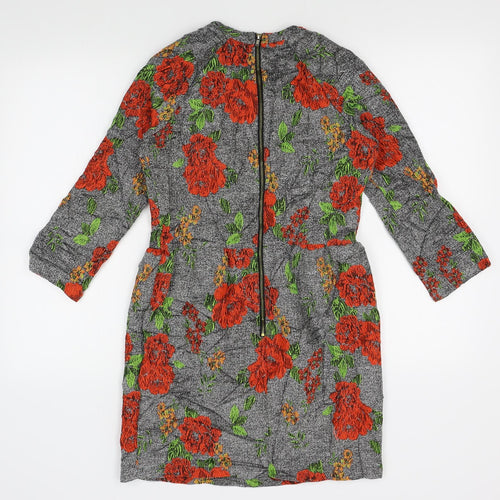 Preworn Womens Grey Floral  A-Line  Size 10