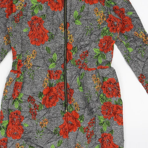 Preworn Womens Grey Floral  A-Line  Size 10