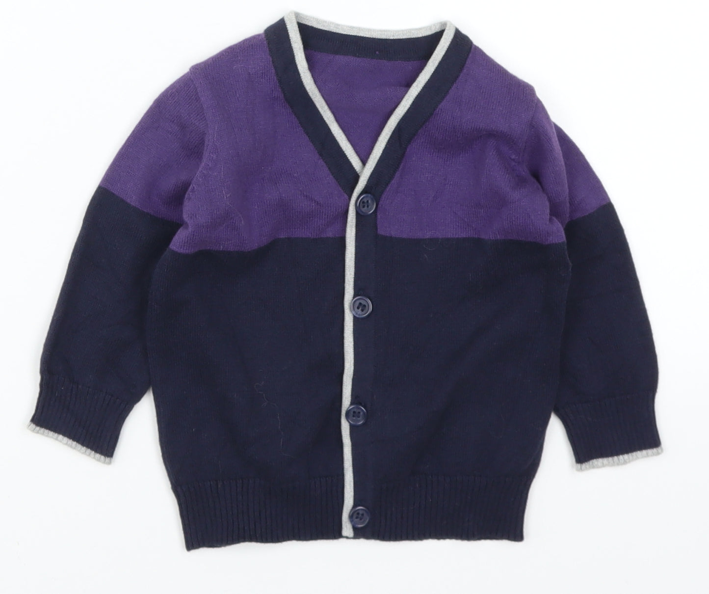 Matalan Boys Purple Colourblock  Cardigan Jumper Size 6-9 Months