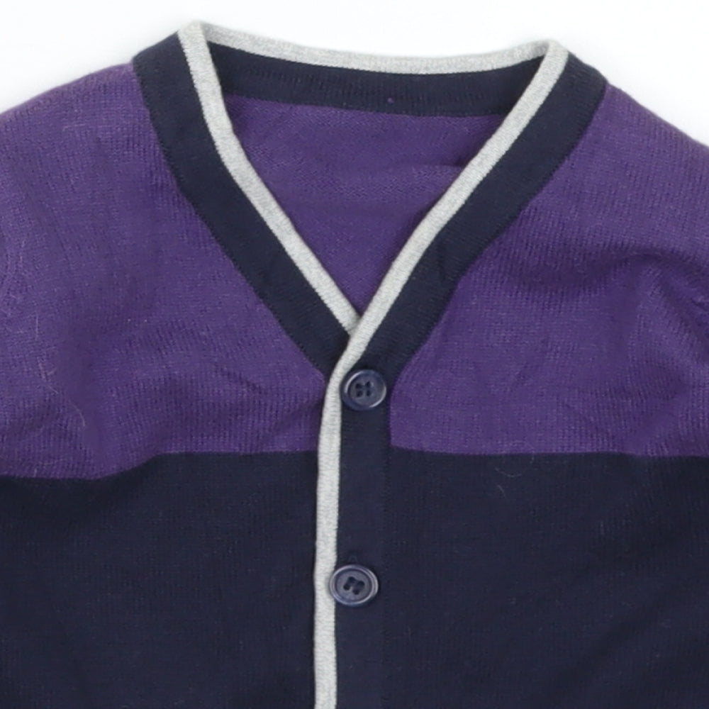 Matalan Boys Purple Colourblock  Cardigan Jumper Size 6-9 Months