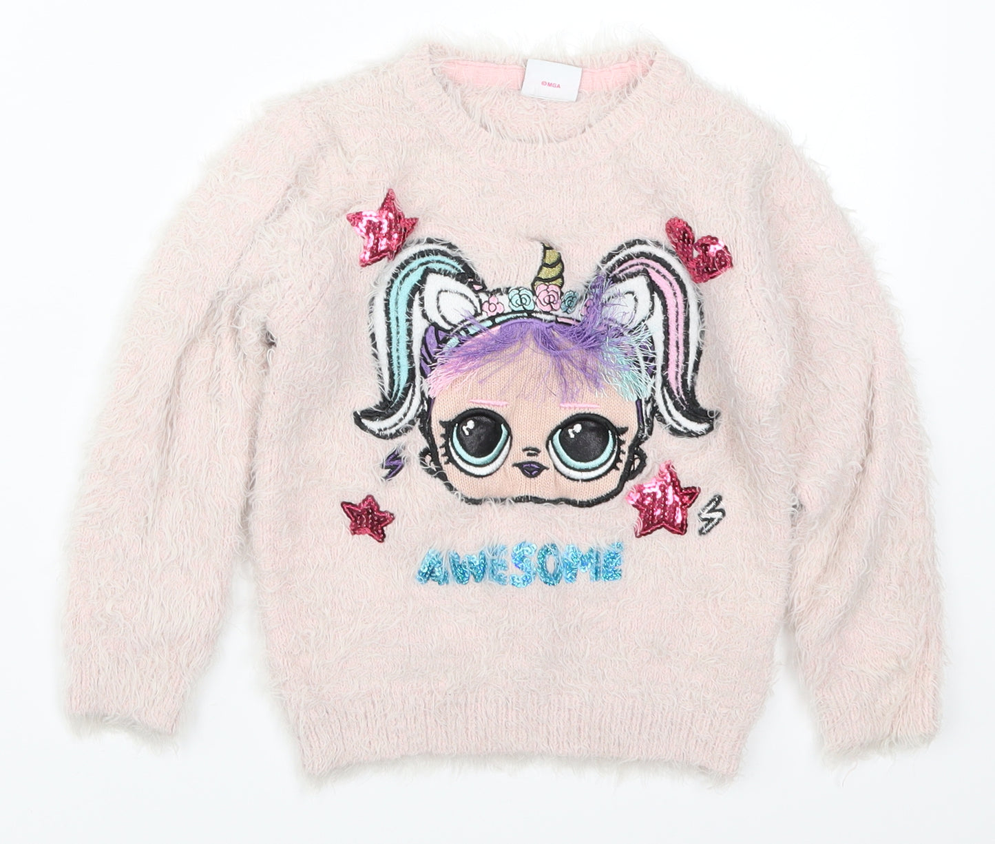Primark Girls Pink   Pullover Jumper Size 5-6 Years  - Awesome Girl