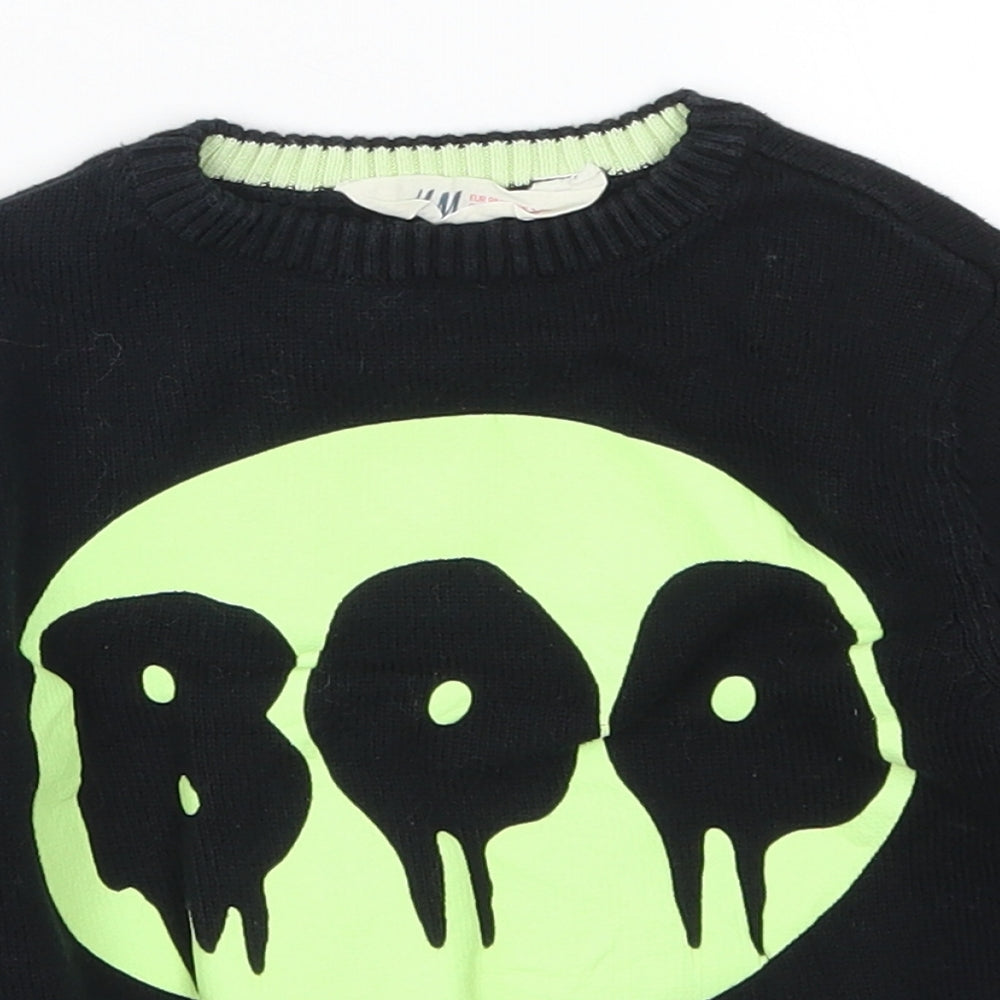 H&M Boys Black   Pullover Jumper Size 3-4 Years  - Boo