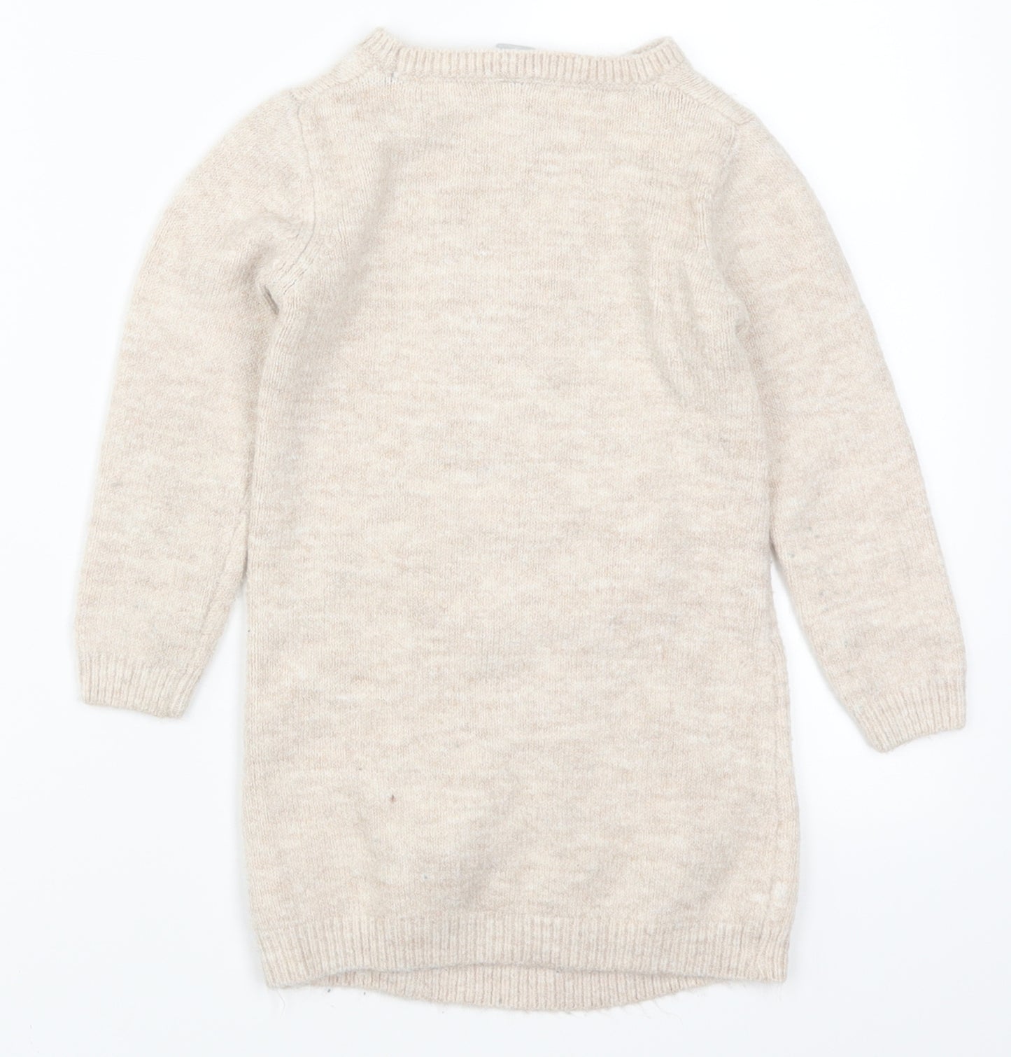 TU Girls Beige  Knit Jumper Dress  Size 4-5 Years  - Rabbit