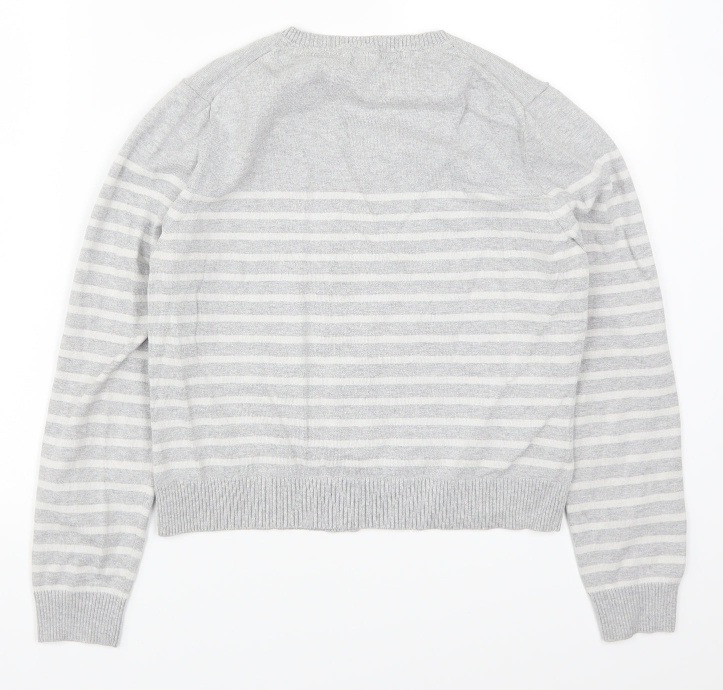 Papaya Womens Grey Striped  Cardigan Jumper Size 12