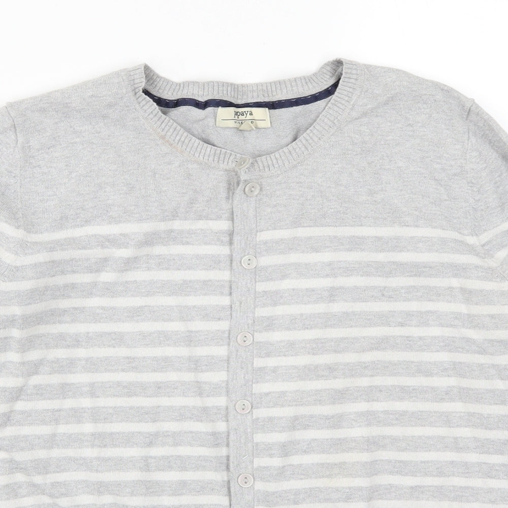 Papaya Womens Grey Striped  Cardigan Jumper Size 12