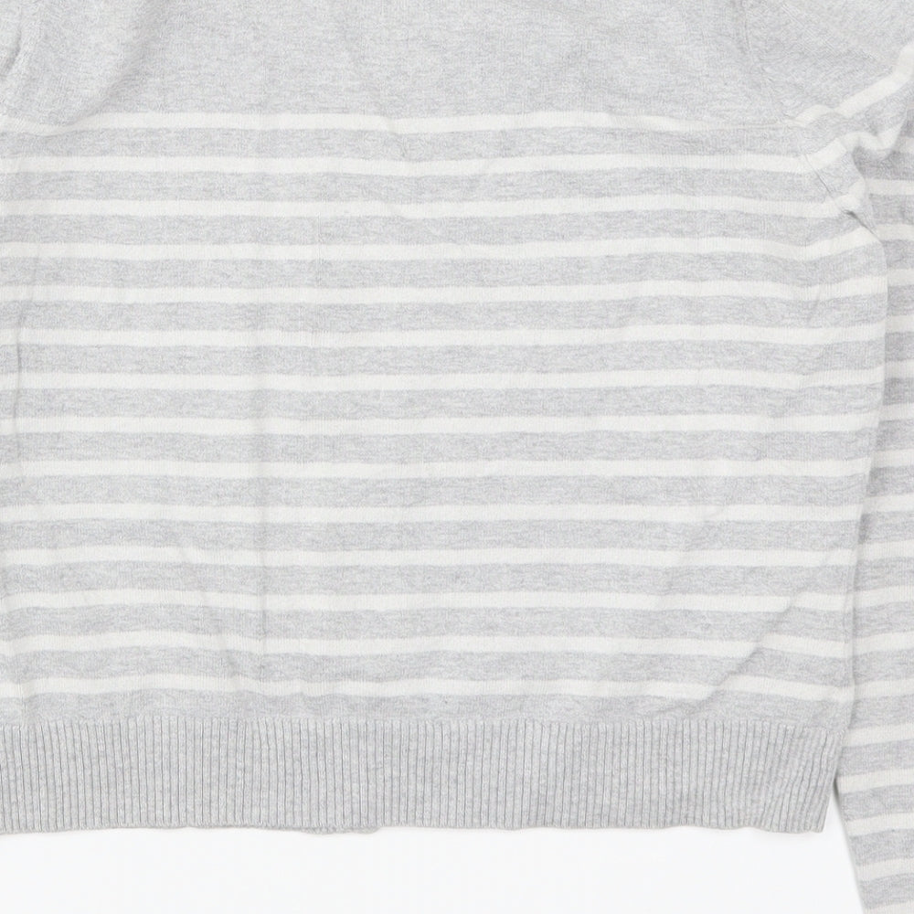 Papaya Womens Grey Striped  Cardigan Jumper Size 12