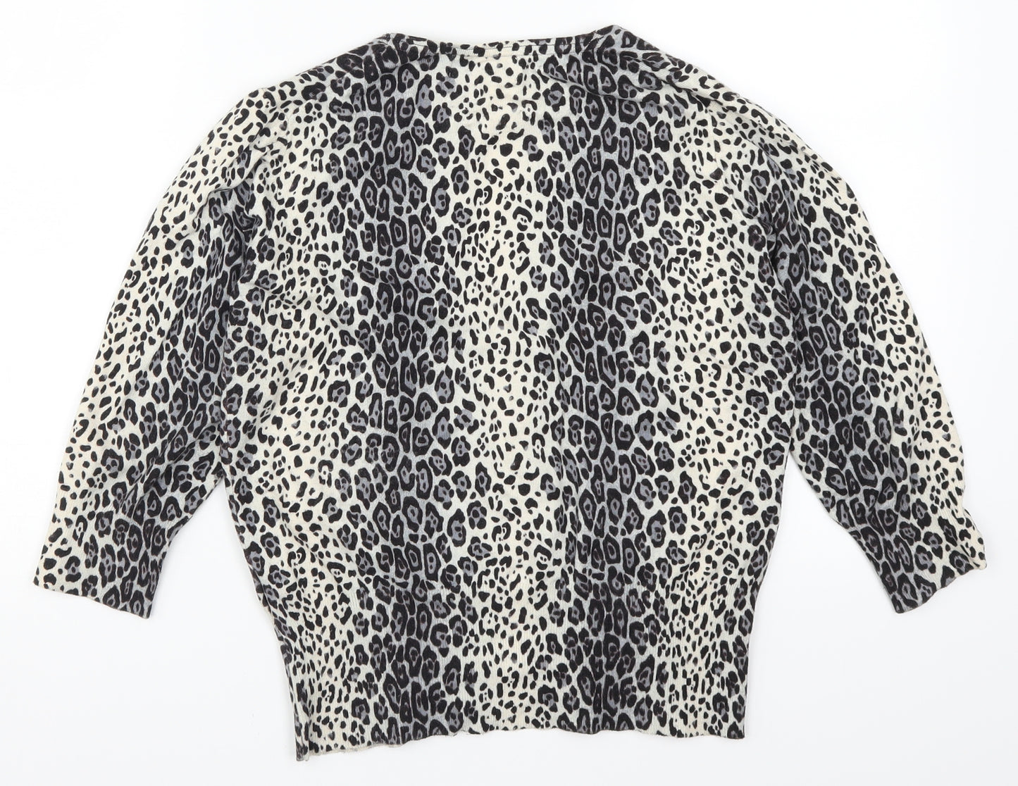 Marks and Spencer Womens Grey Animal Print  Cardigan Jumper Size 12