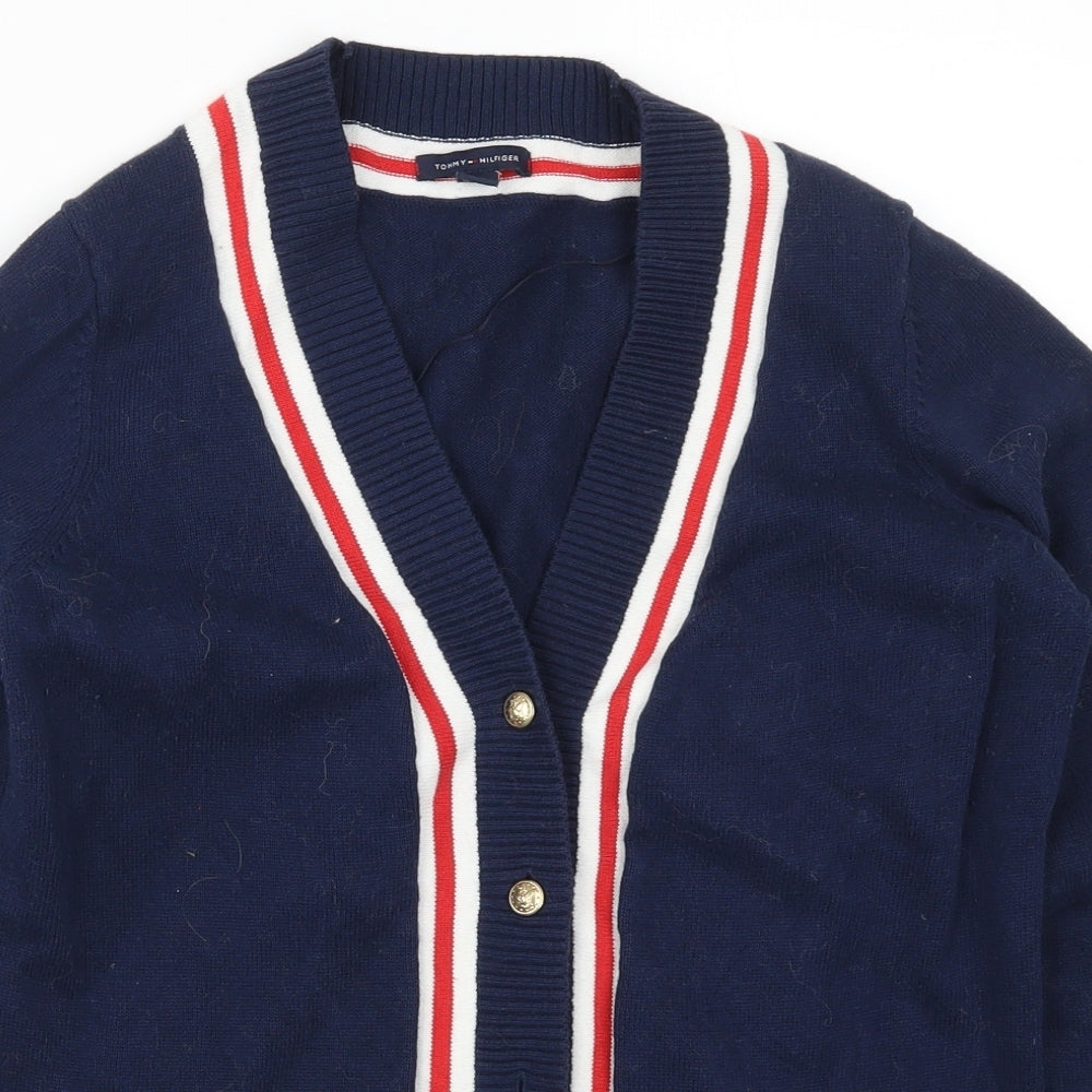 Tommy Hilfiger Womens Blue Striped  Cardigan Jumper Size M