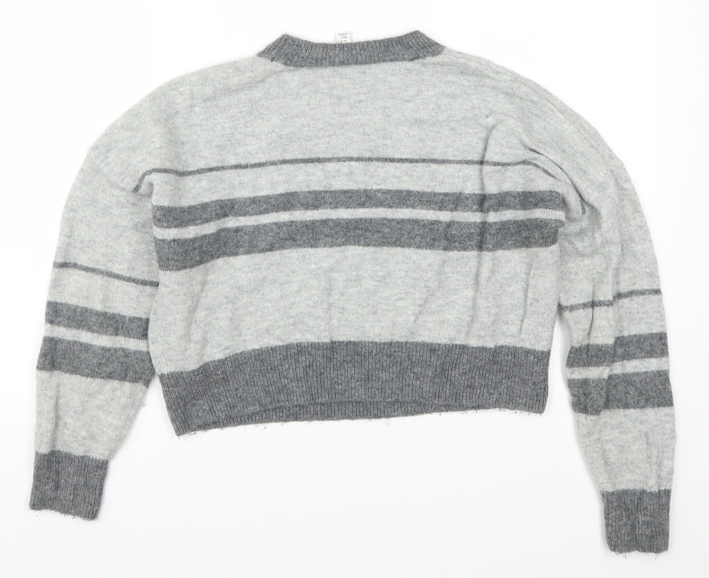 Topshop Womens Grey Striped Knit Pullover Jumper Size 10
