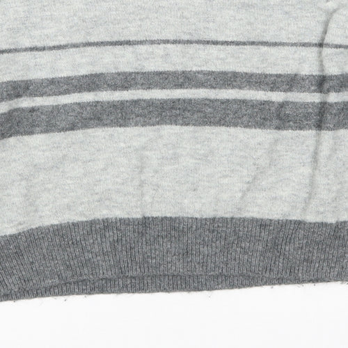 Topshop Womens Grey Striped Knit Pullover Jumper Size 10