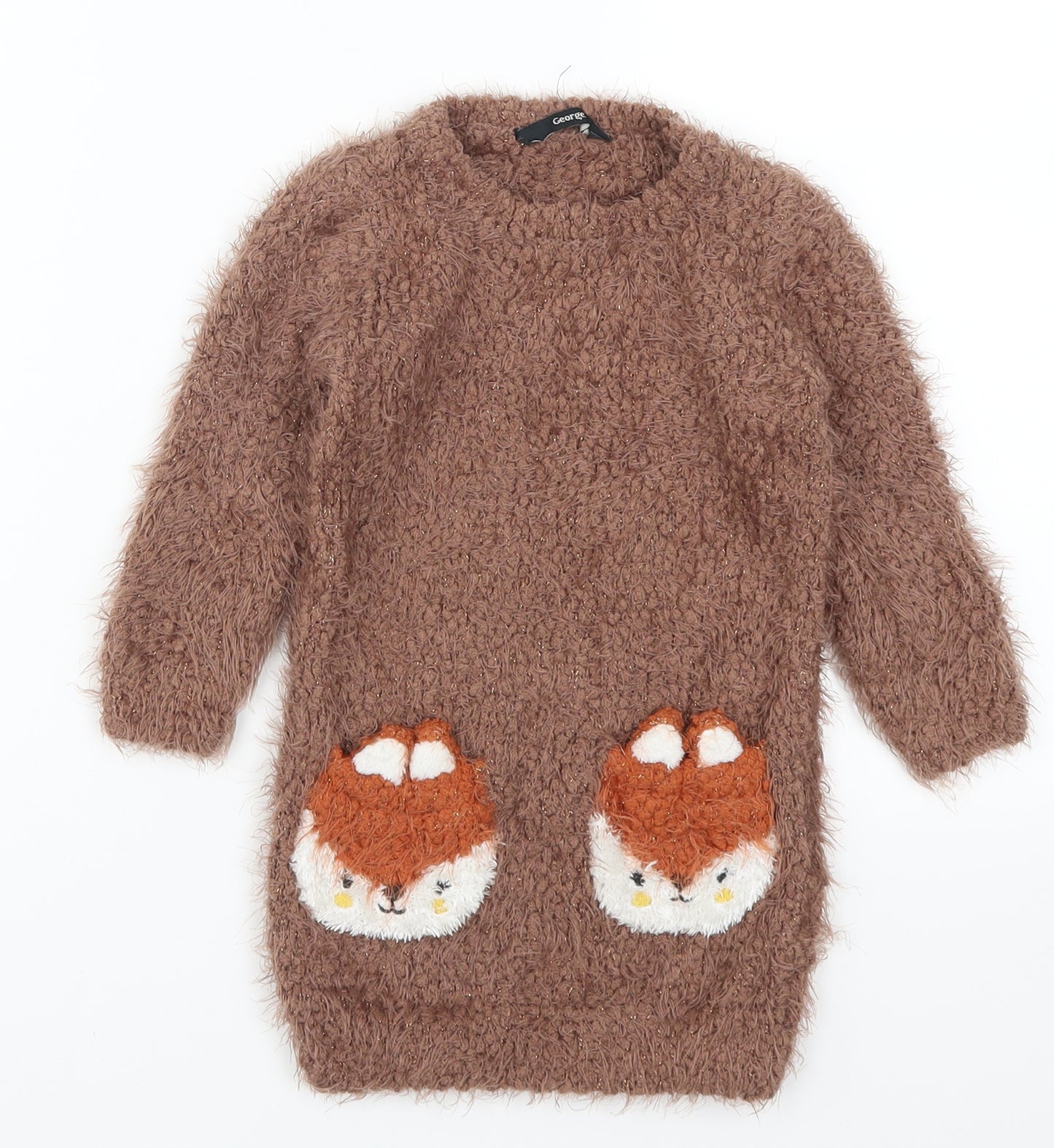 Topshop Girls Brown  Knit Jumper Dress  Size 18-24 Months  - Fox Pockets