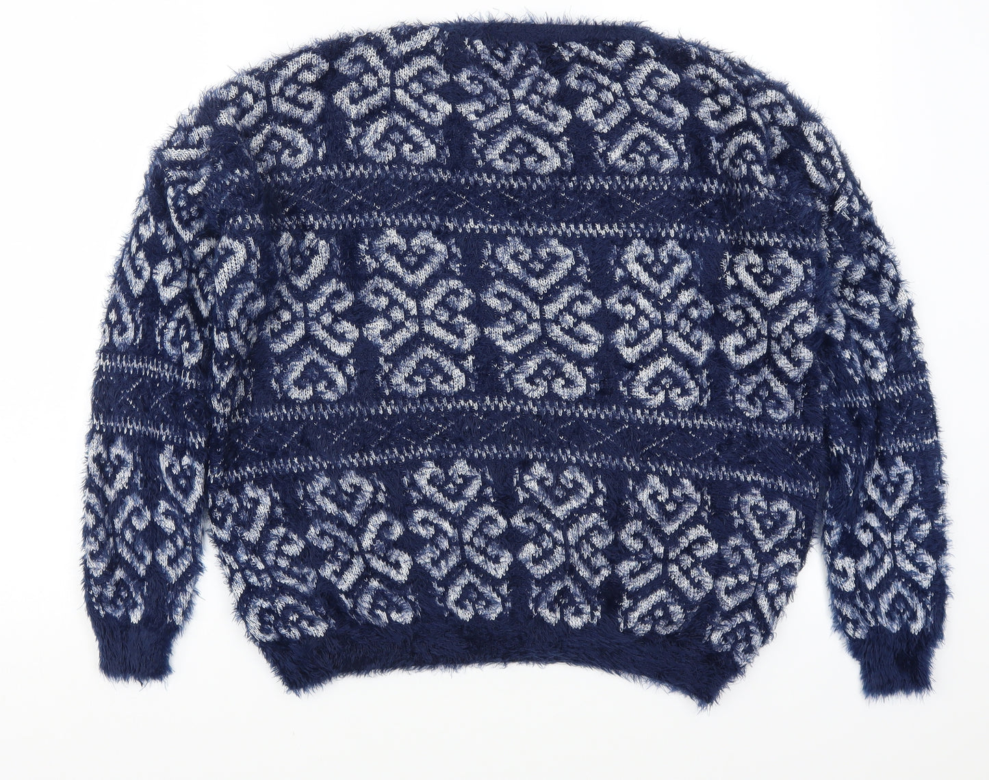 Katsumi Womens Blue Geometric Knit Pullover Jumper Size S