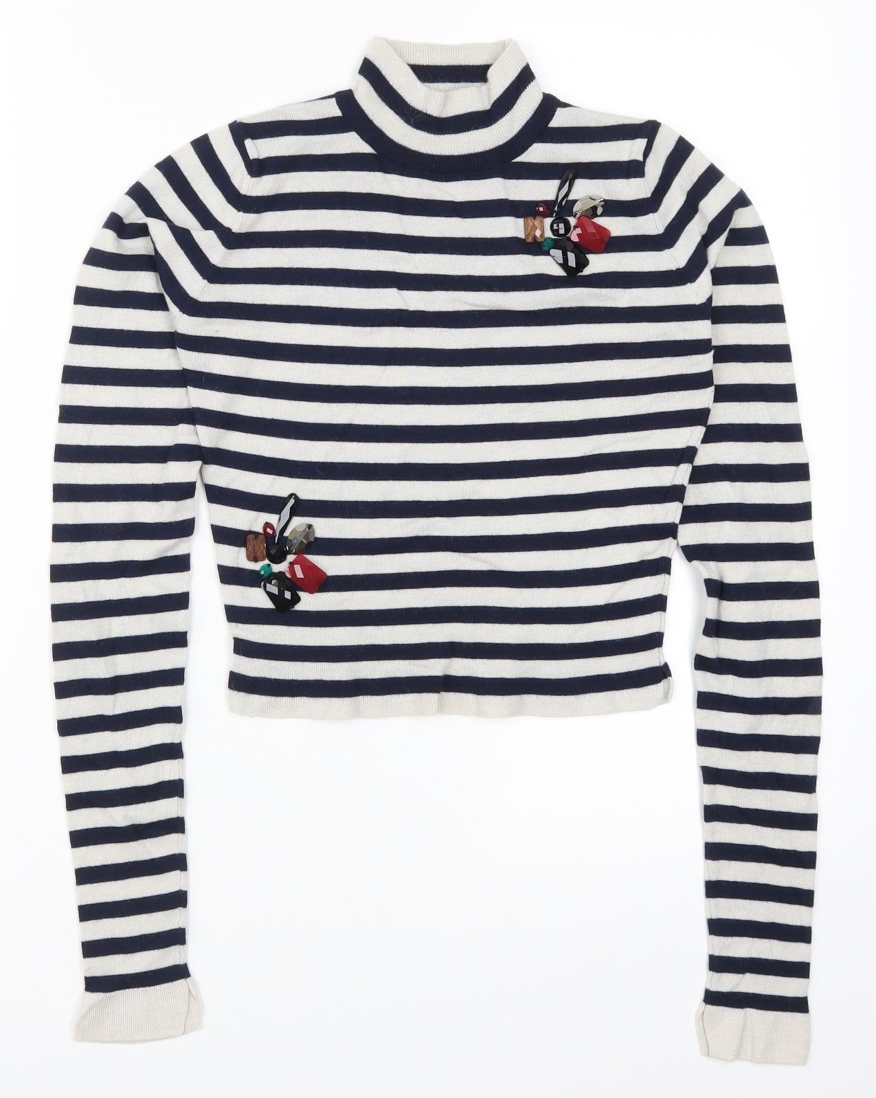 Zara Womens Blue Striped  Pullover Jumper Size S