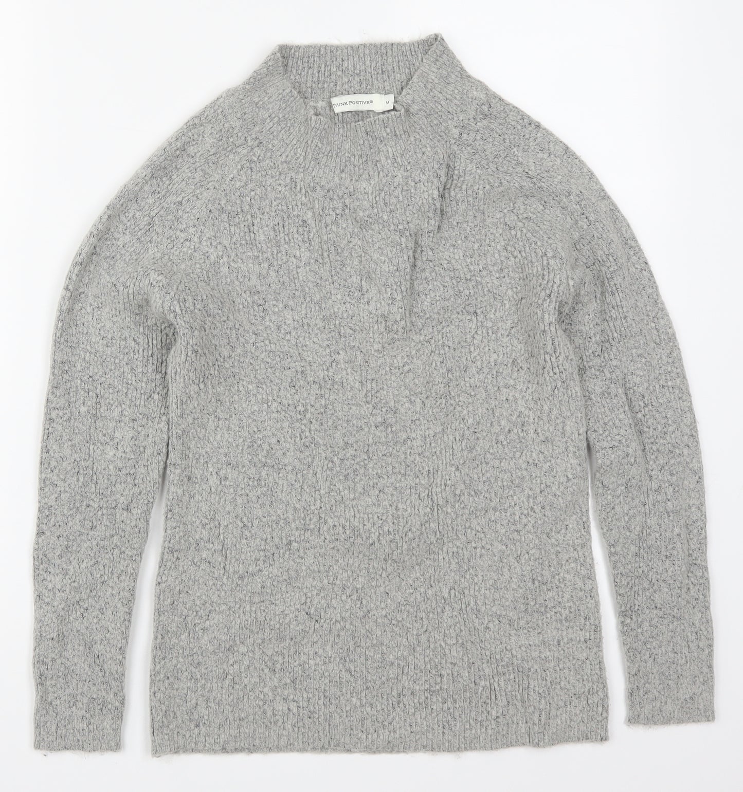 THINK POSITIVE Womens Grey  Knit Pullover Jumper Size M