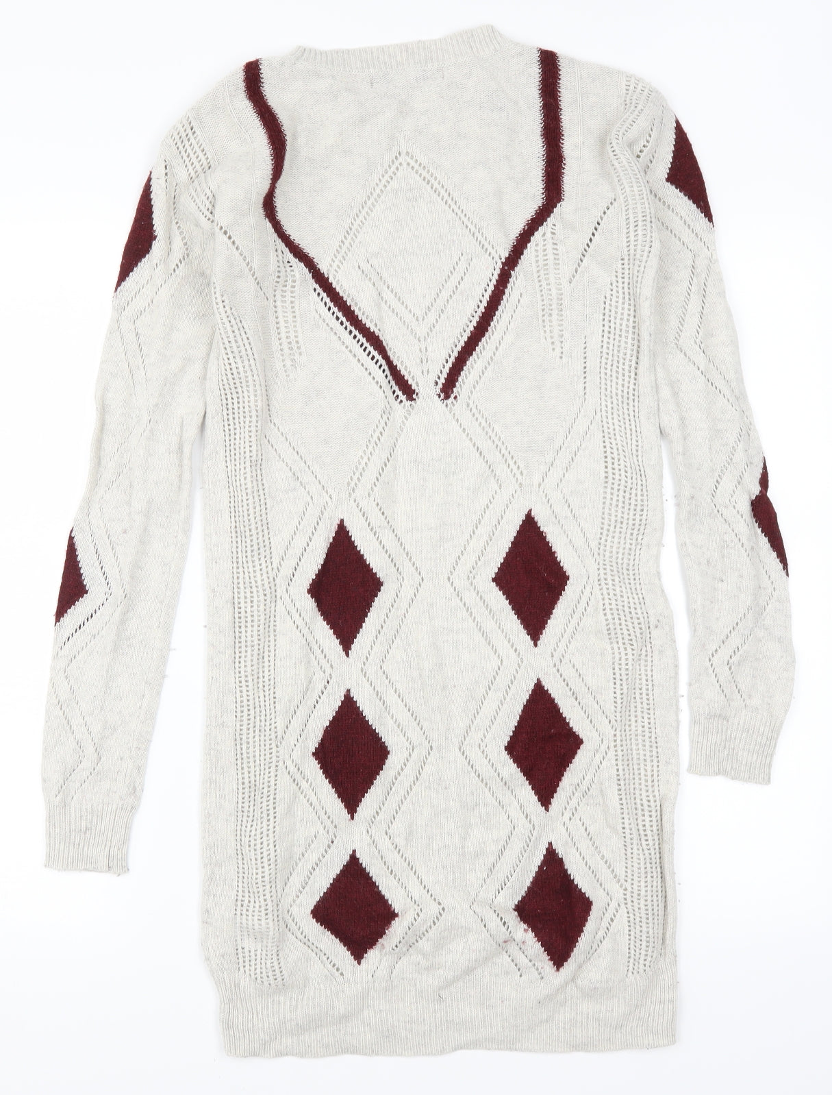 NEXT Womens Grey Animal Print Knit Jumper Dress  Size 8  - Red