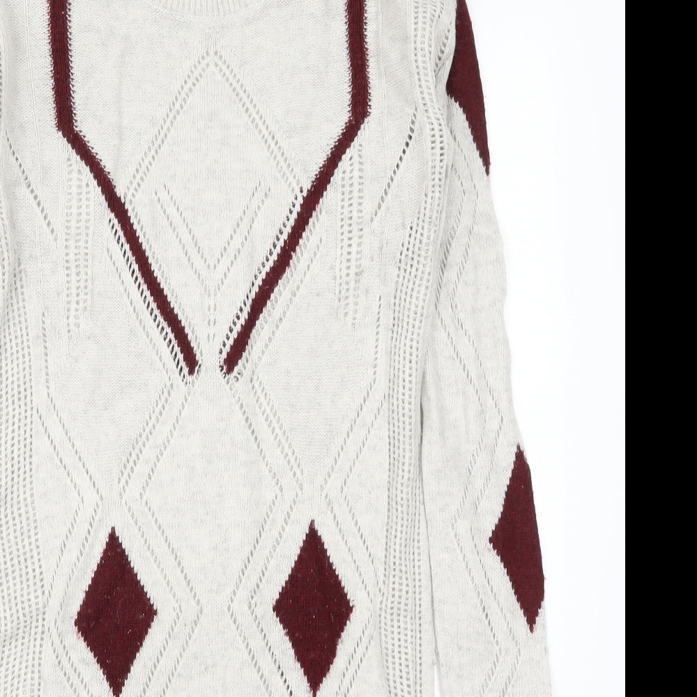 NEXT Womens Grey Animal Print Knit Jumper Dress  Size 8  - Red
