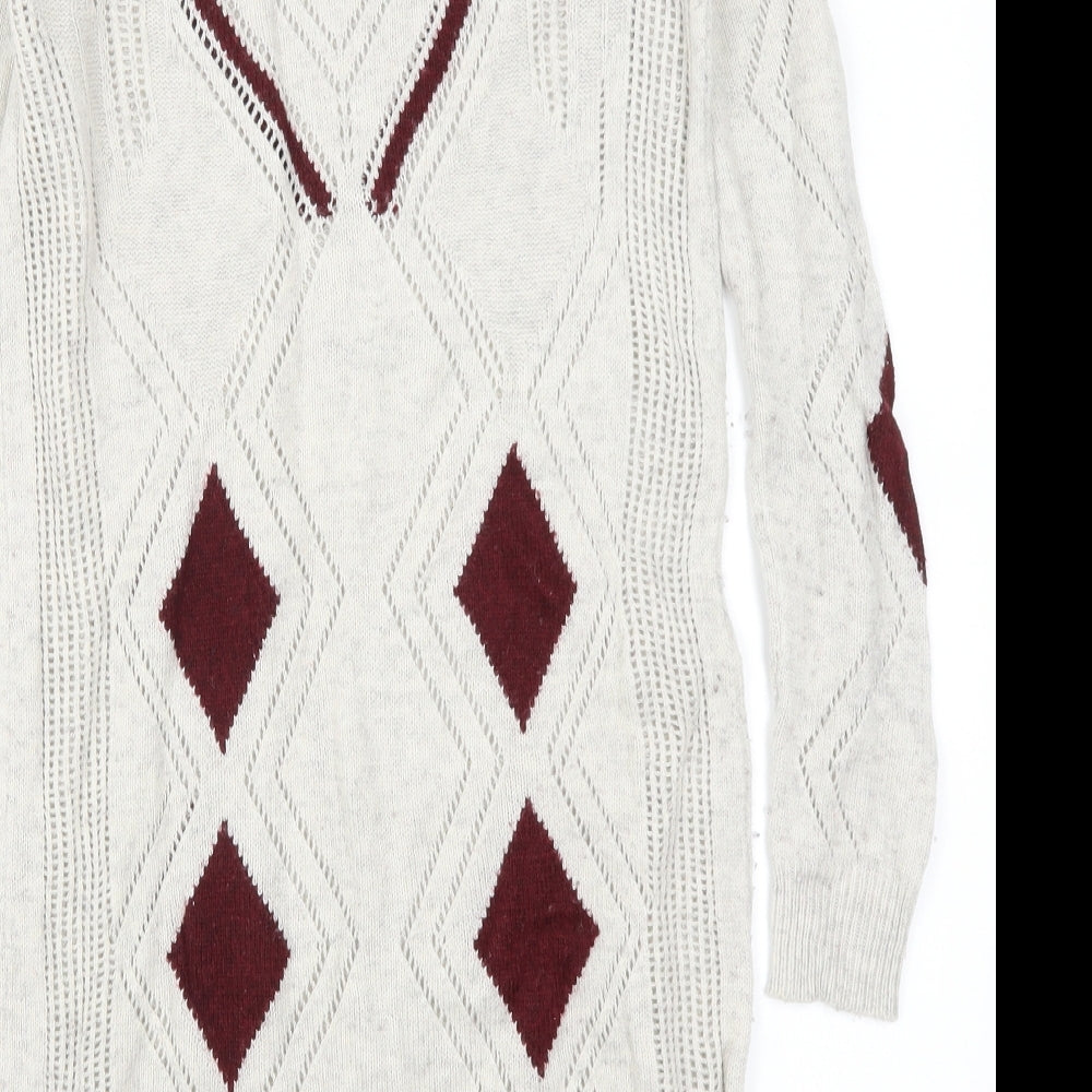 NEXT Womens Grey Animal Print Knit Jumper Dress  Size 8  - Red