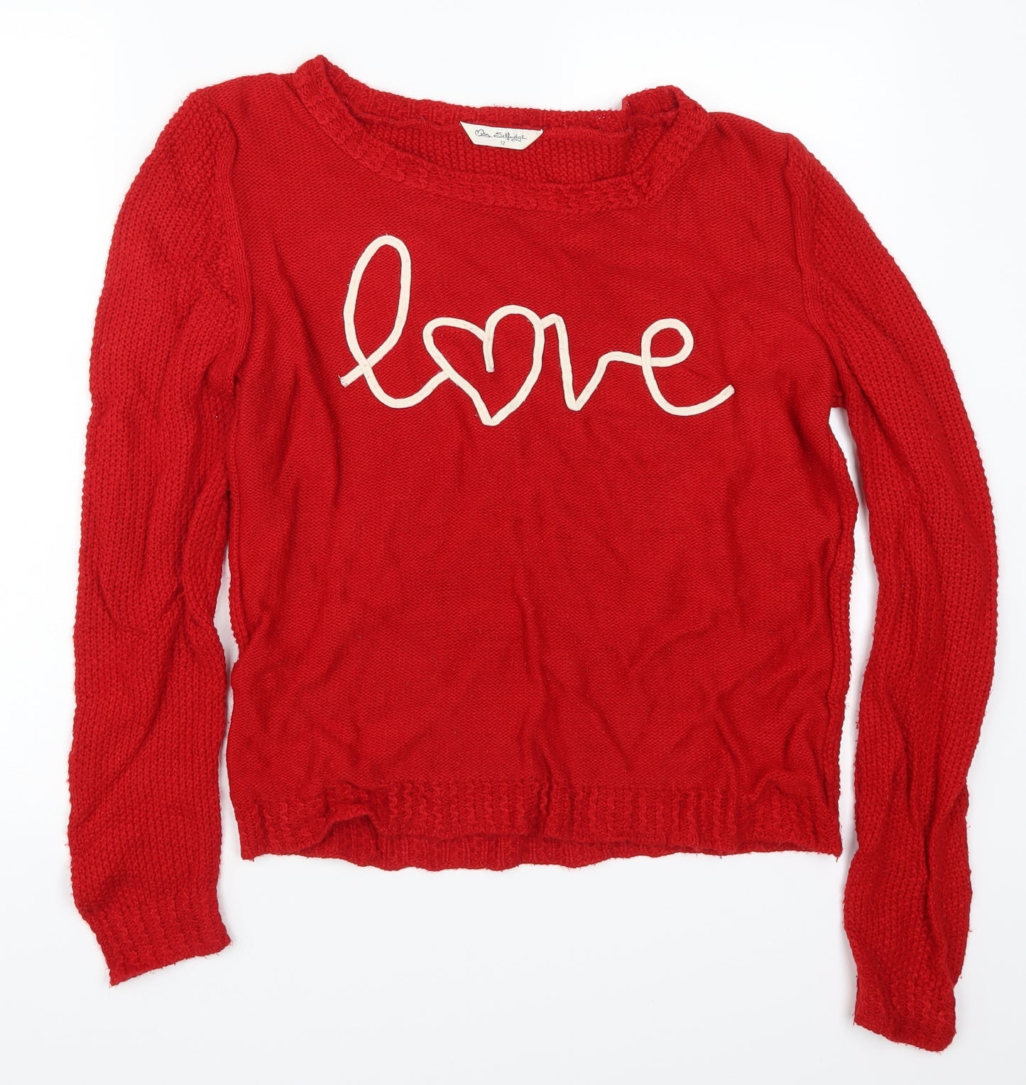 Miss Selfridge Womens Red  Knit Pullover Jumper Size 12  - Love
