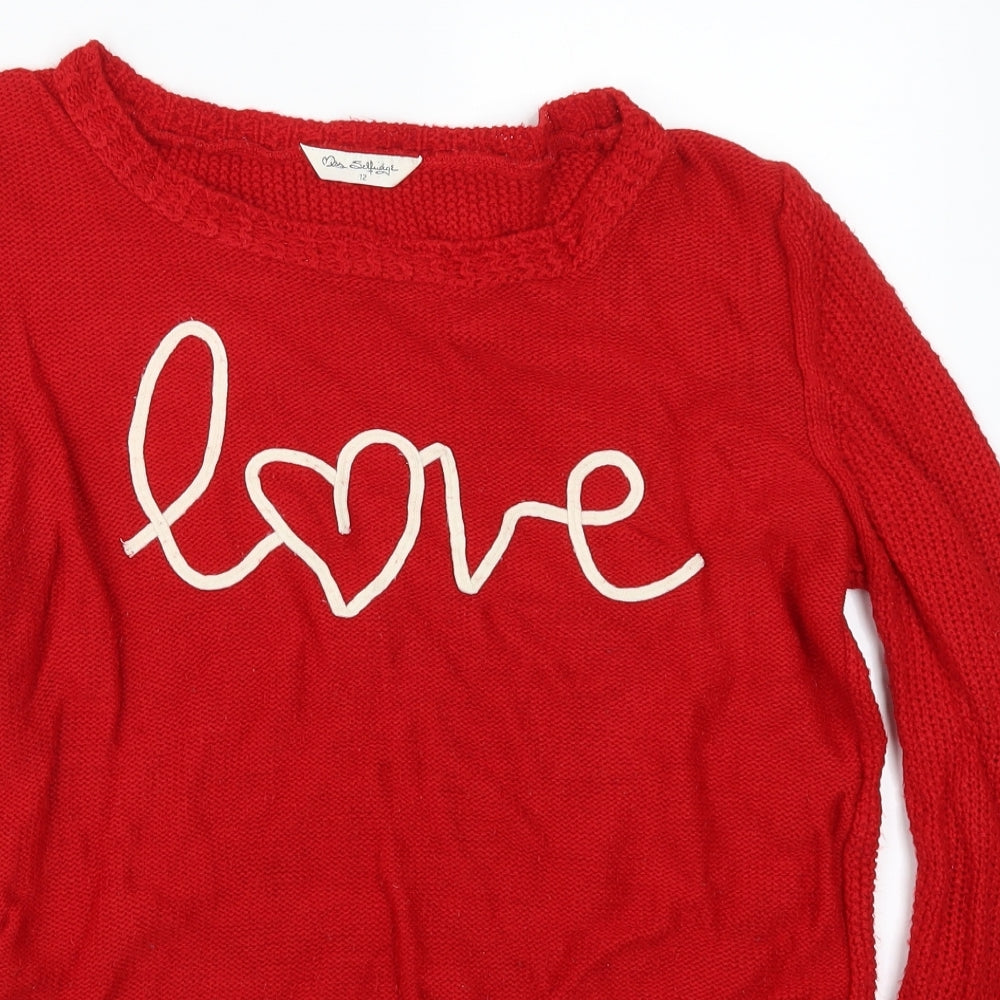 Miss Selfridge Womens Red  Knit Pullover Jumper Size 12  - Love