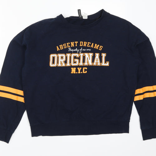 H&M Womens Blue   Pullover Sweatshirt Size M  - Absent Dreams Original NYC