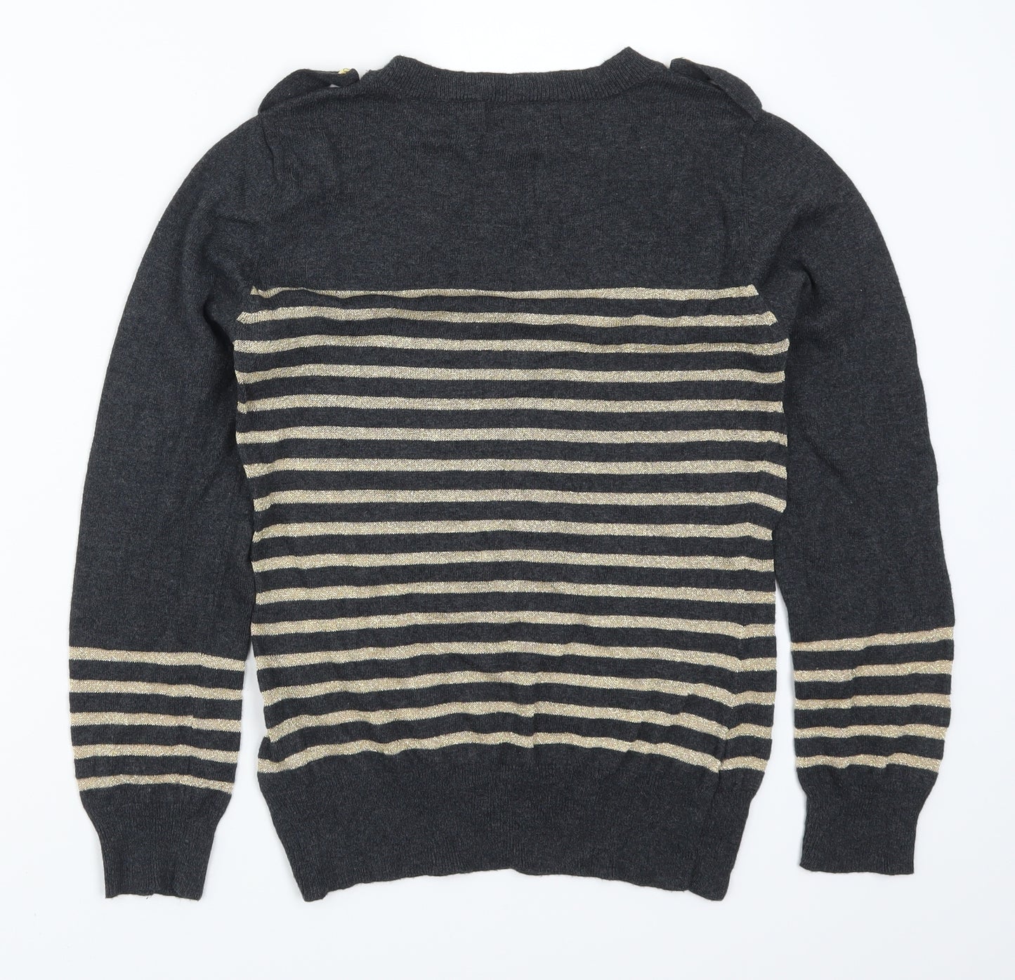 Atmosphere Womens Grey Striped  Pullover Jumper Size 14  - Gold Stripes