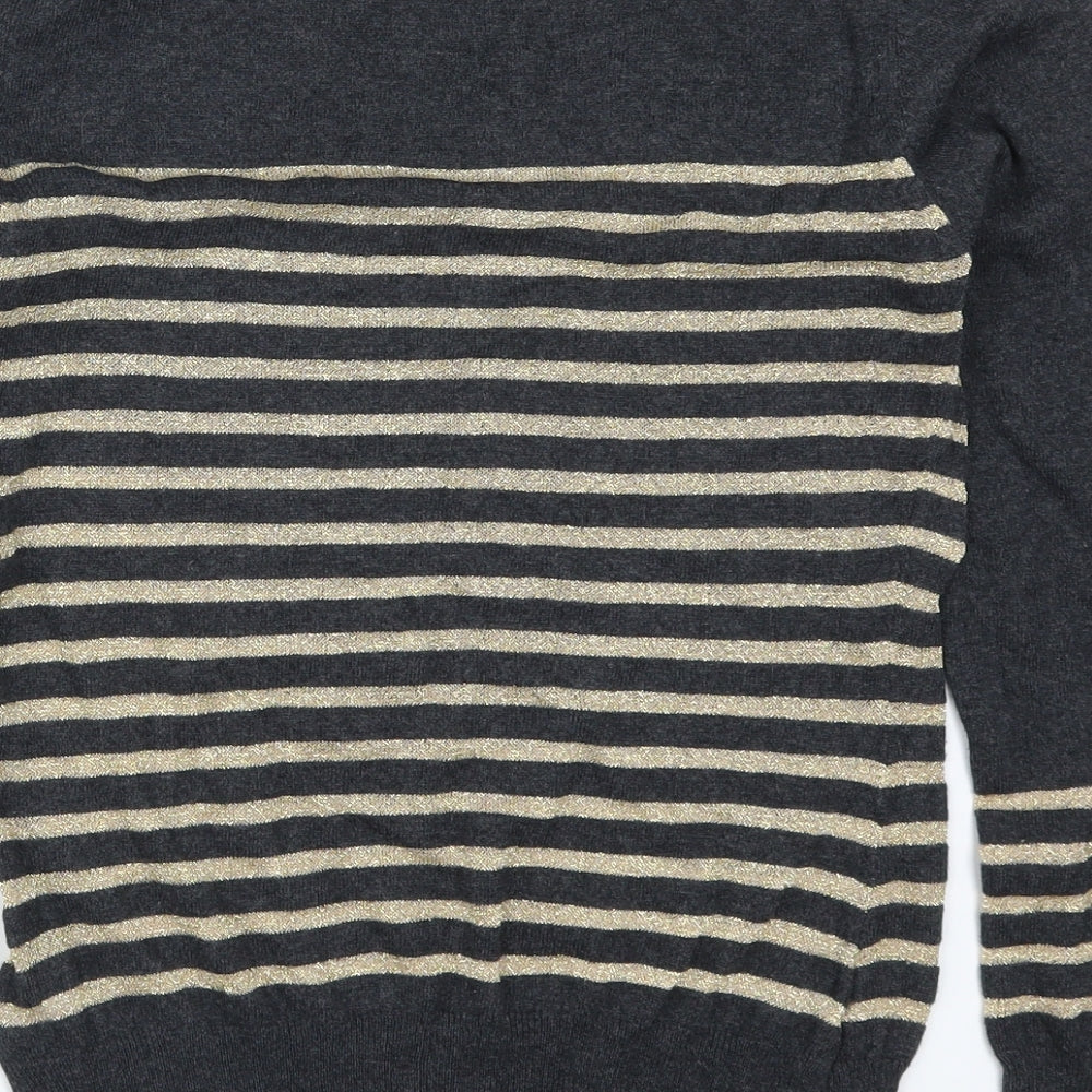 Atmosphere Womens Grey Striped  Pullover Jumper Size 14  - Gold Stripes
