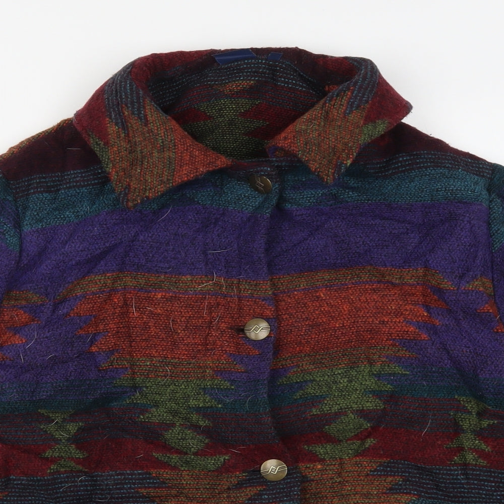 DASH Womens Multicoloured Geometric  Jacket Coatigan Size 14