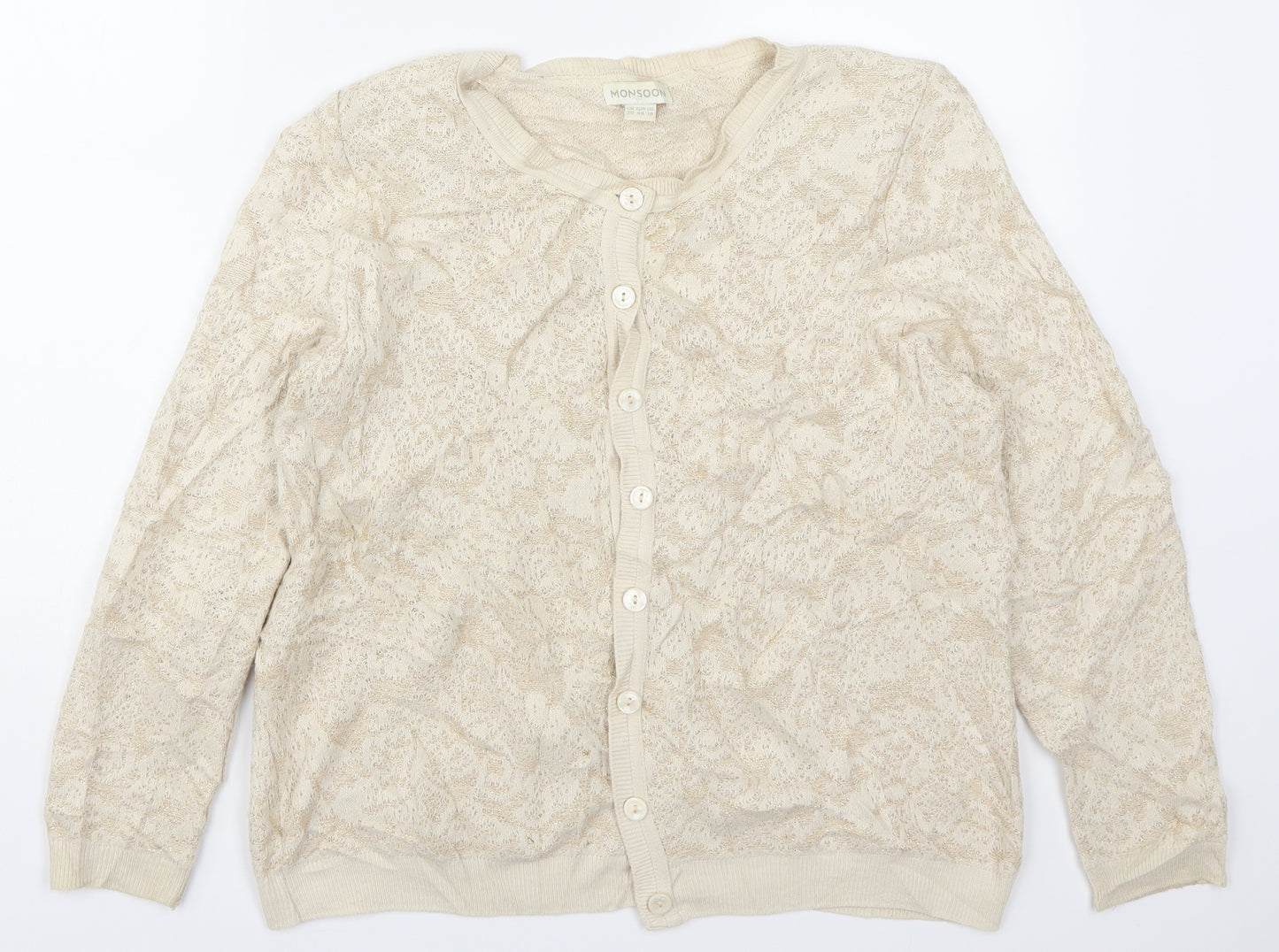 Monsoon Womens Beige  Knit Cardigan Jumper Size 20
