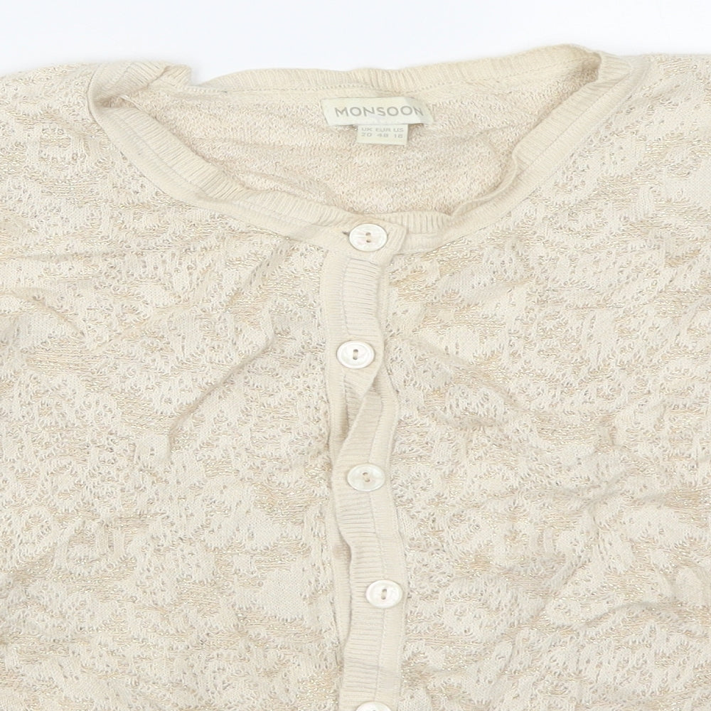 Monsoon Womens Beige  Knit Cardigan Jumper Size 20