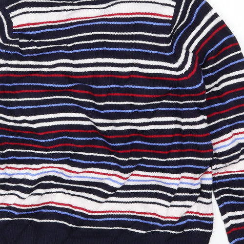 EWM Womens Blue Striped Knit Pullover Jumper Size 10  - Red