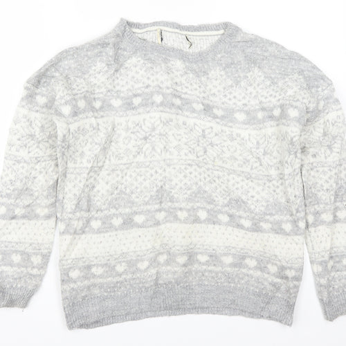 Matalan Womens Grey Geometric Knit Pullover Jumper Size S