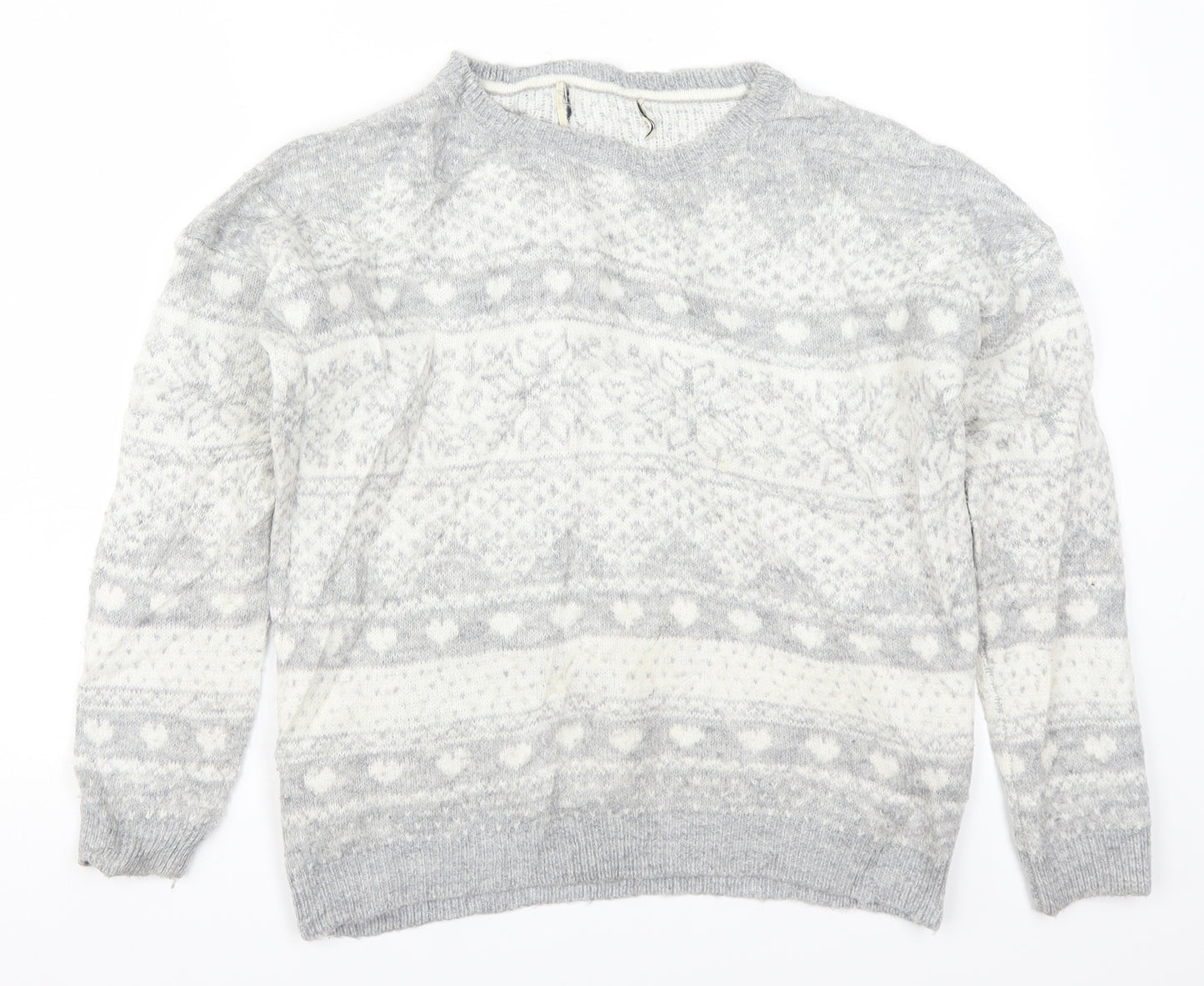 Matalan Womens Grey Geometric Knit Pullover Jumper Size S