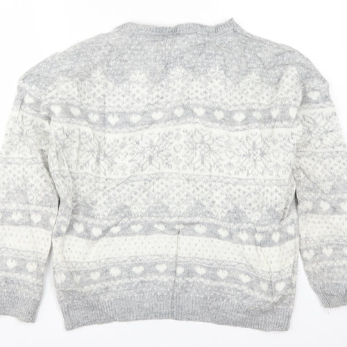 Matalan Womens Grey Geometric Knit Pullover Jumper Size S