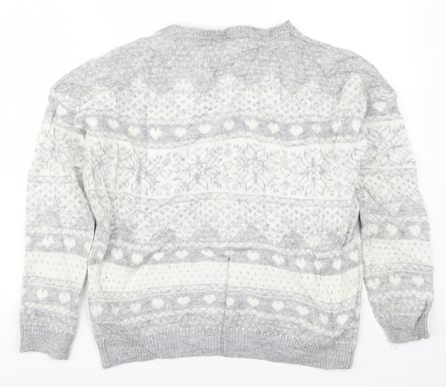 Matalan Womens Grey Geometric Knit Pullover Jumper Size S