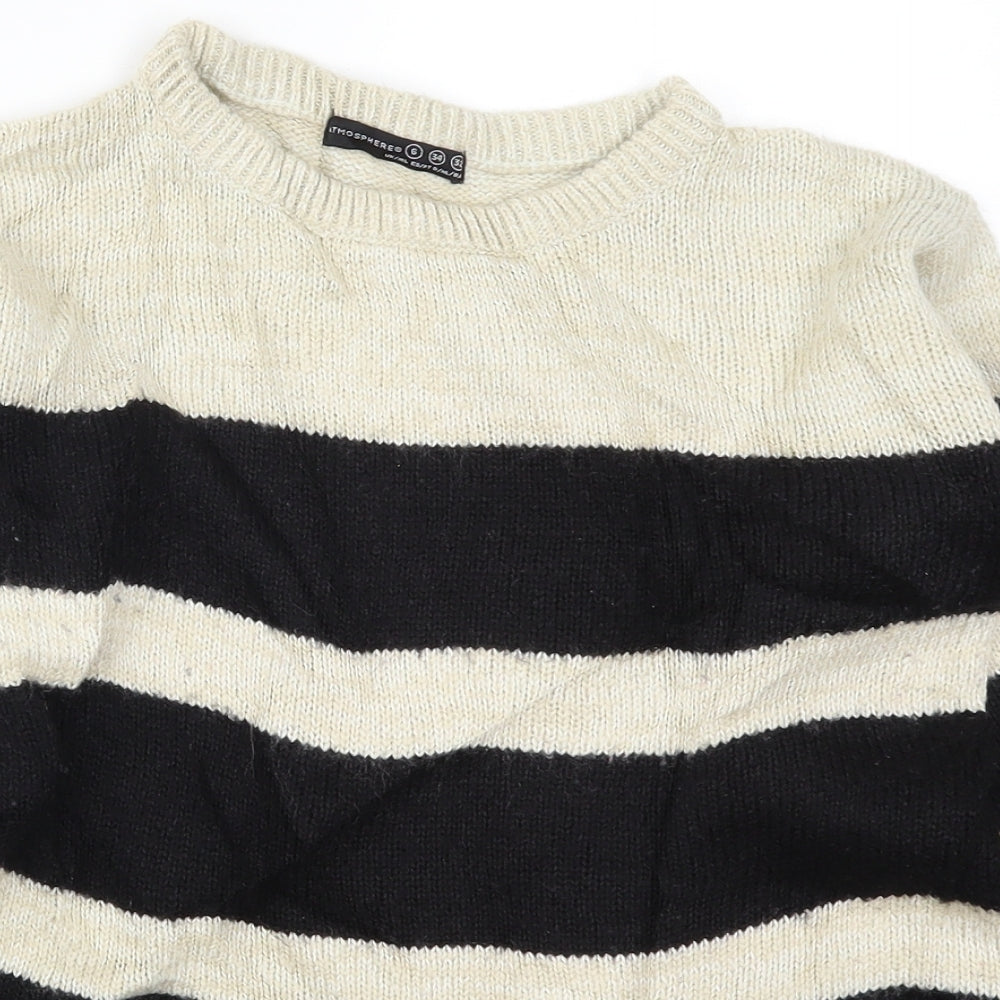 Atmosphere Womens Beige Striped Knit Pullover Jumper Size 6