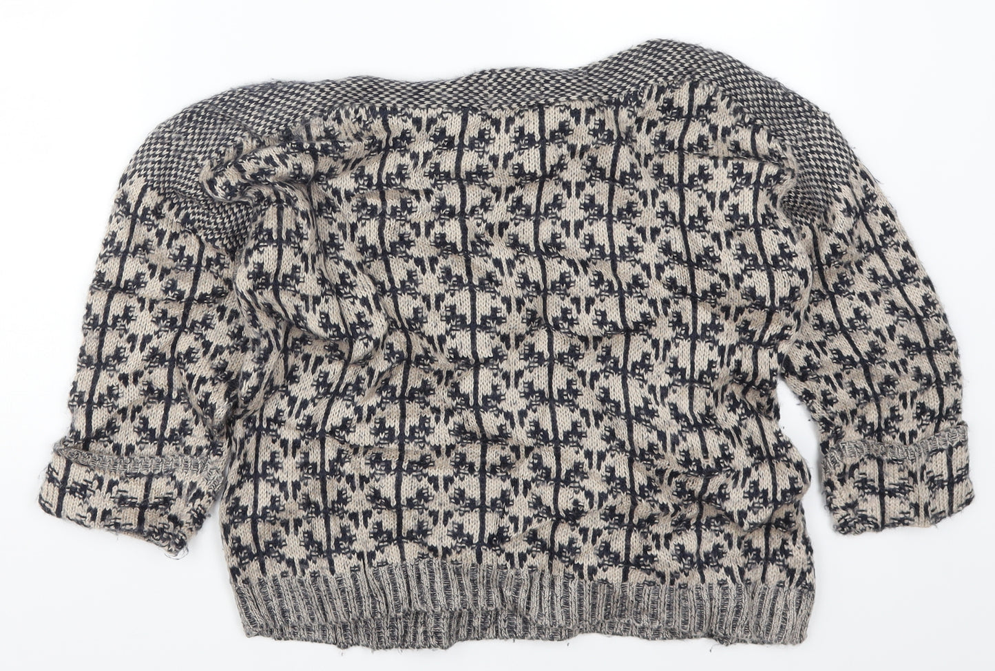 Marks and Spencer Womens Beige Geometric Knit Pullover Jumper Size 8  - Blue