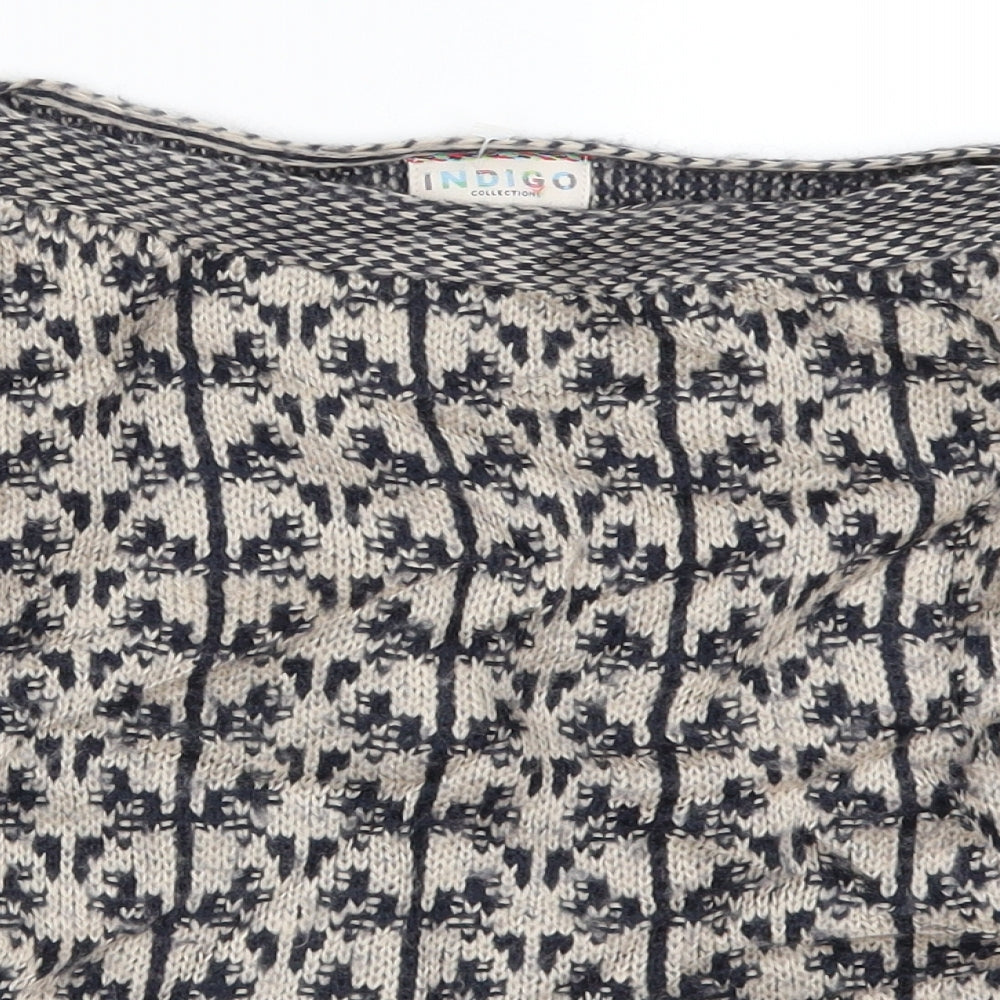Marks and Spencer Womens Beige Geometric Knit Pullover Jumper Size 8  - Blue
