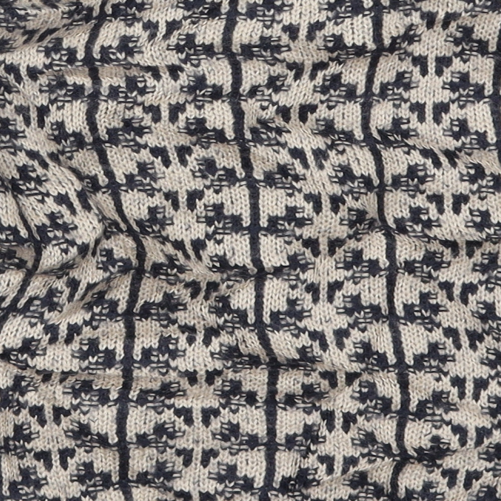 Marks and Spencer Womens Beige Geometric Knit Pullover Jumper Size 8  - Blue