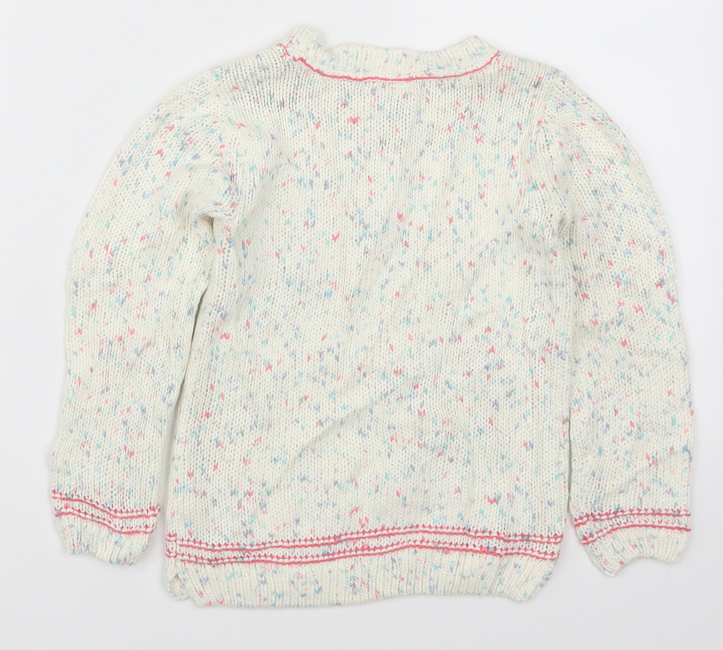 TU Girls White  Knit Pullover Jumper Size 4-5 Years  - Pink and Blue Birds