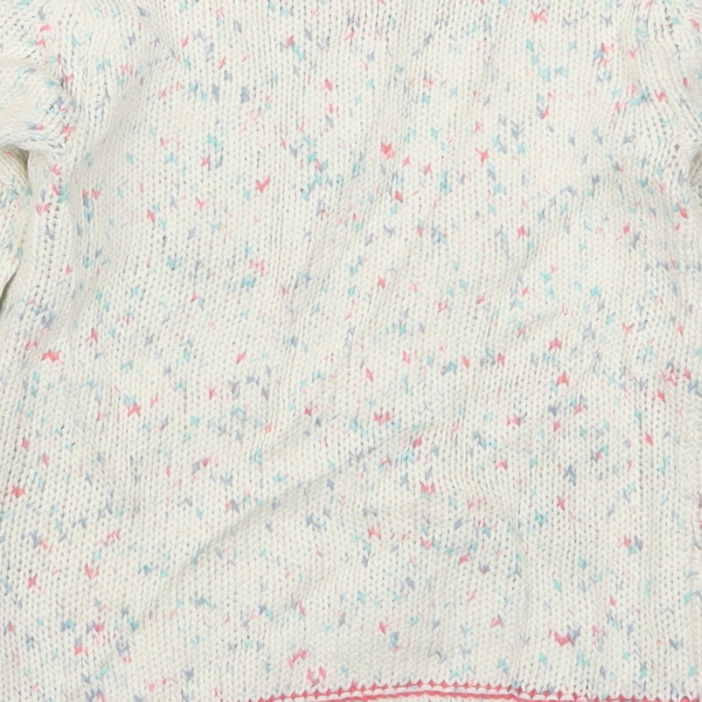 TU Girls White  Knit Pullover Jumper Size 4-5 Years  - Pink and Blue Birds