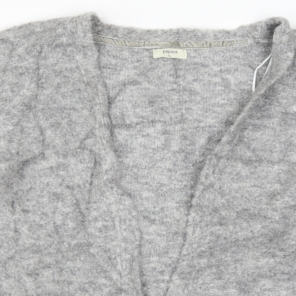 Papaya Womens Grey  Knit Cardigan Jumper Size XL