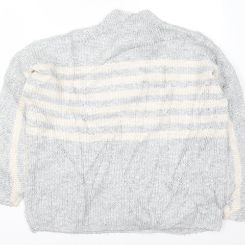 Papaya Womens Grey Striped Knit Pullover Jumper Size M