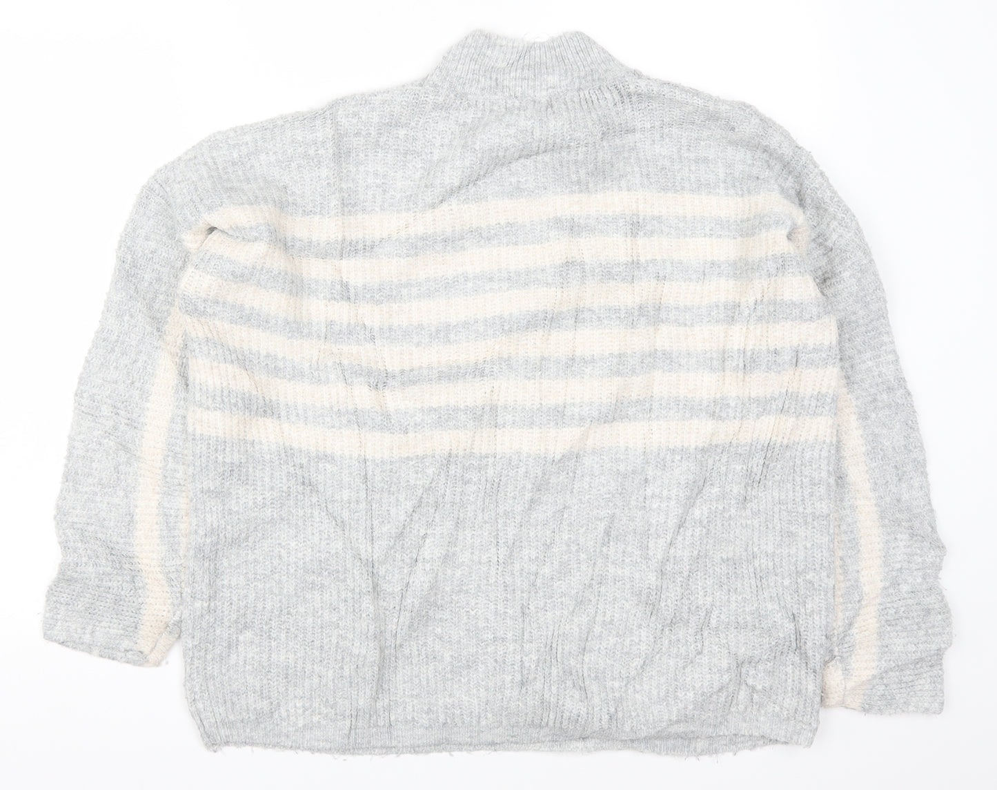 Papaya Womens Grey Striped Knit Pullover Jumper Size M
