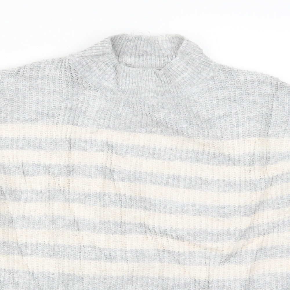 Papaya Womens Grey Striped Knit Pullover Jumper Size M