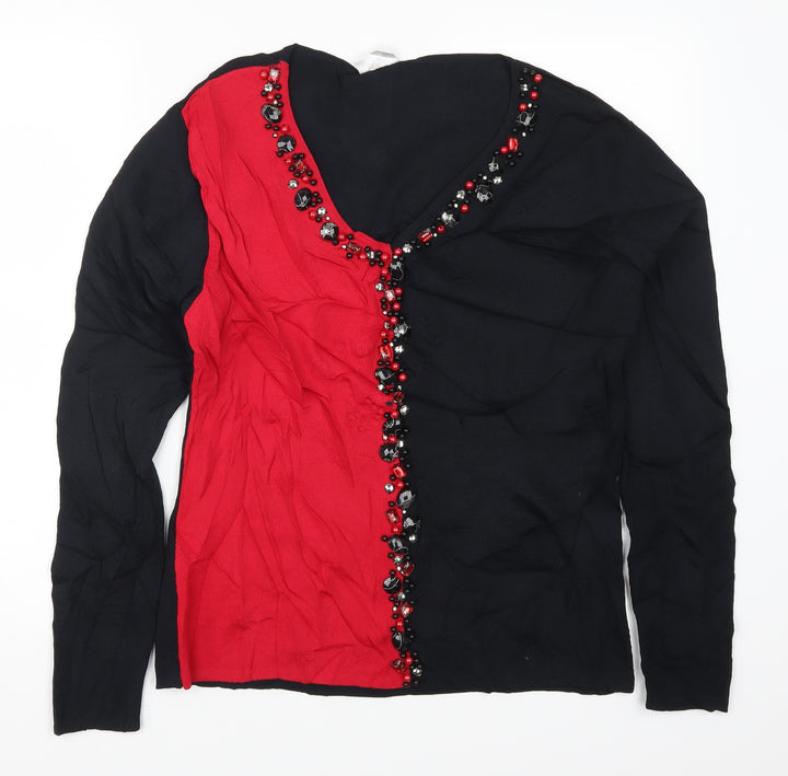 Roman Womens Red  Knit Pullover Jumper Size M  - Colour Block